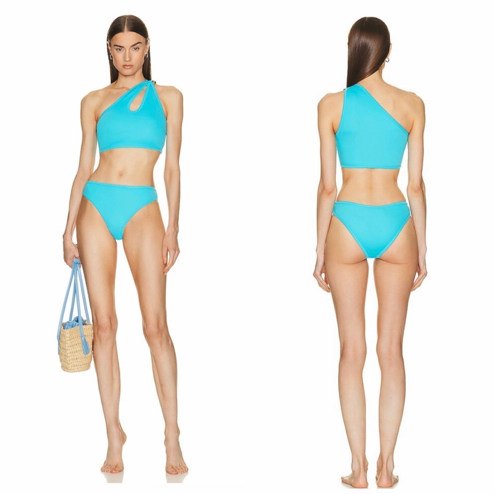 Bottega Veneta Turquoise Bikini Set One Shoulder Cutout XL Resort Swim NWOT 🟠